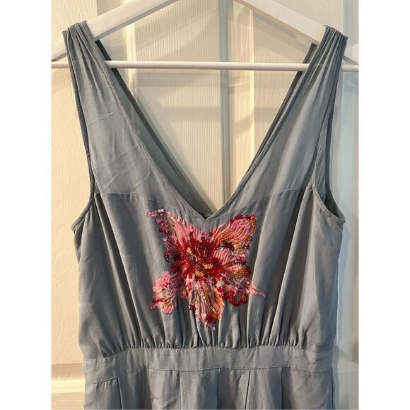 Anthropologie Lil Sequined Glimmering Magnolia Silk Dress sz 6 EUC - Picture 3 of 9